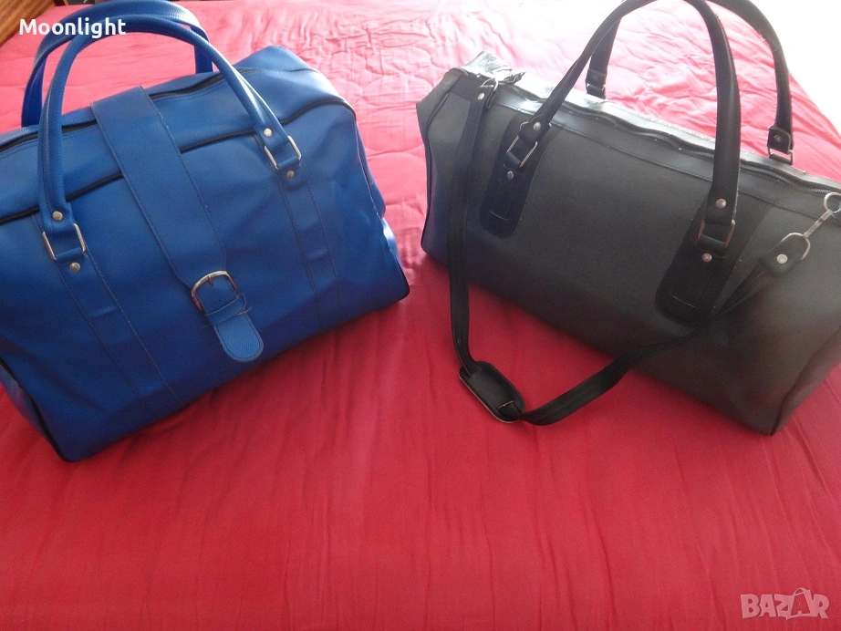 Антики - 2 големи ретро кожени сака / пътни чанти винтидж, снимка 1