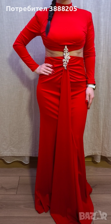 Червена дълга рокля , снимка 1