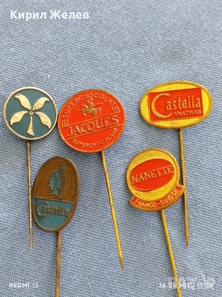 Пет значки стари редки CASTELLA, JACQUES NANETTE за КОЛЕКЦИЯ ДЕКОРАЦИЯ 18685, снимка 1