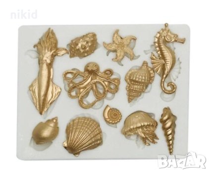 Голям морски мида рапан медуза охлюв октопод водно конче силиконов молд форма фондан шоколад гипс , снимка 1