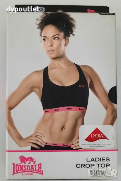 lonsdale - Дамски спортен сутиен Crop, Черен/Розов, размери - 30 А и32 В .                          , снимка 1
