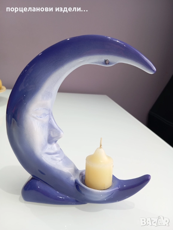 Стар Порцеланов свещник Луна , снимка 1