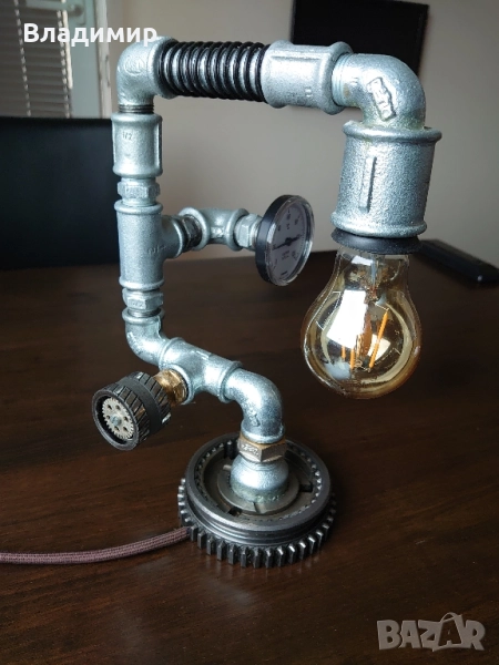 Ръчно изработена лампа в индустриален стил, снимка 1