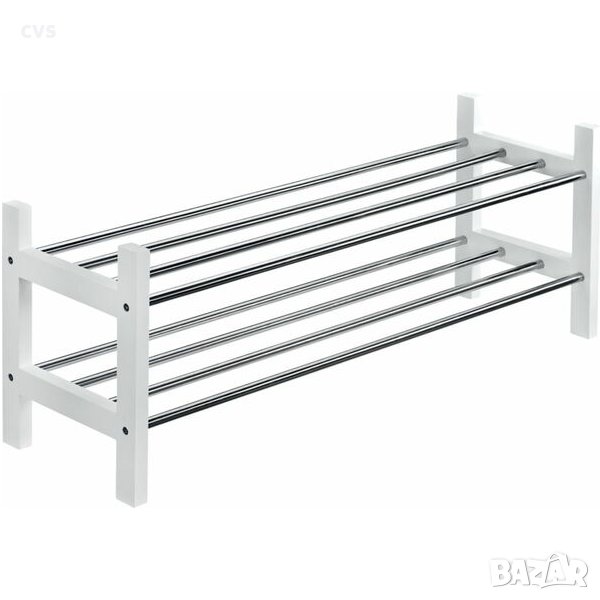 Стелаж за обувки Dekor Bambus, Размери 80х30х37 см, Бял, снимка 1