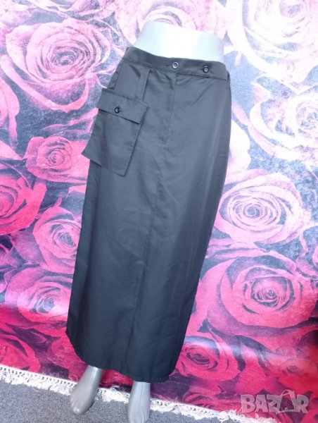 Черна дълга пола с външен джоб и цепка ХЛ, снимка 1