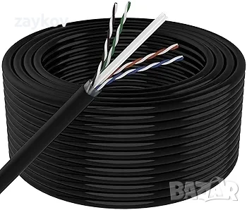 MutecPower 100m CAT6 Външен водоустойчив Ethernet мрежов кабел 100м., снимка 1