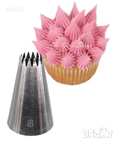 4B Отворена Звезда накрайник дюза шприц за пош украса декор торта крем , снимка 1