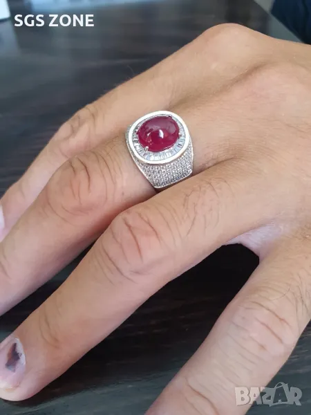 Мъжки Сребърни Пръстени с Естествени Камъни, снимка 1