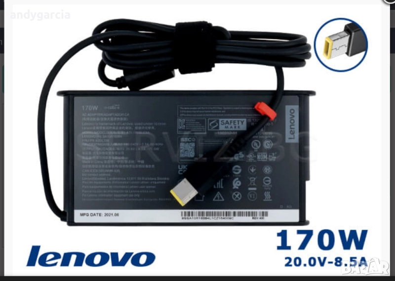  170W 20V 8.5A зарядно Lenovo Legion 5 7 IdeaPad Gaming Thinkpad P50/51/52/53/15/70/71/72/17/W540-41, снимка 1
