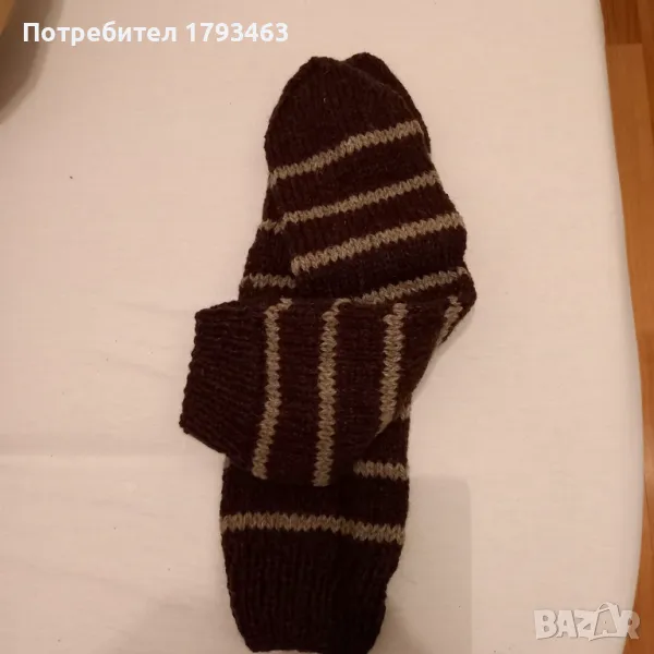 Ръчно плетени мъжки чорапи от вълна, размер 46, снимка 1