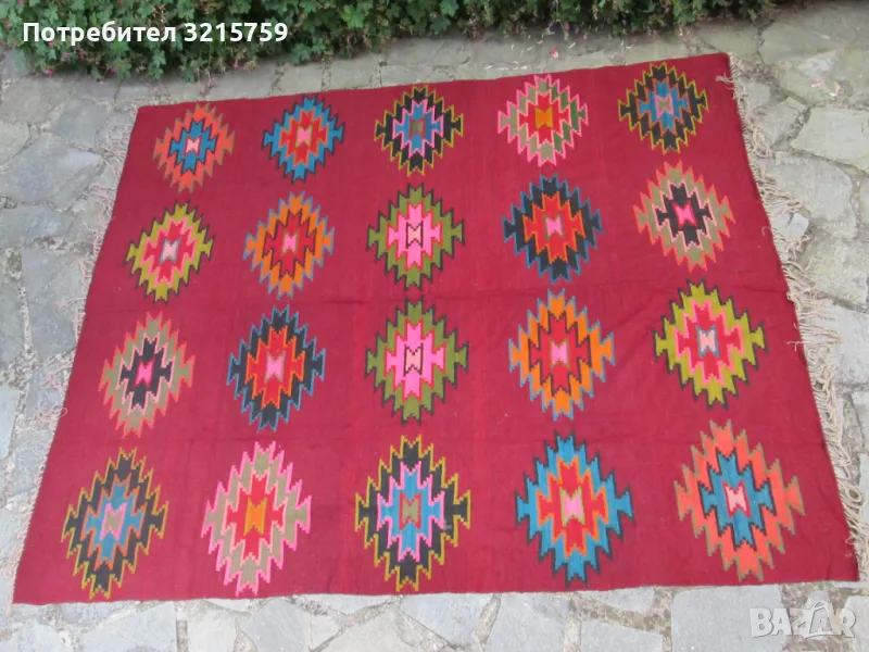 19С. рядък тетевенски вълнен килим, 2.75 х 2,20м., снимка 1