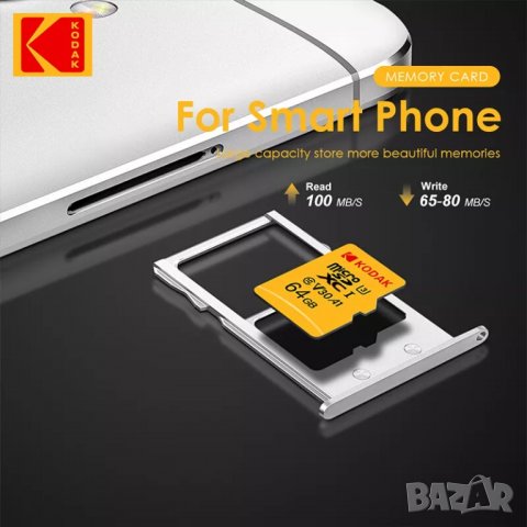 Kodak Original Micro SDXC+TF Card 64/128GB Class 10 U3 A1 V30 (+ адаптер), снимка 7 - Карти памет - 38004771