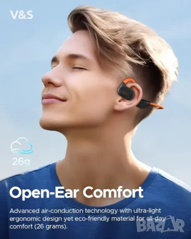 truefree F2 Open слушалки за уши Bluetooth 5.3 Air Conduction Безжични слушалки Спортни слушалки с 1, снимка 4 - Bluetooth слушалки - 48529271