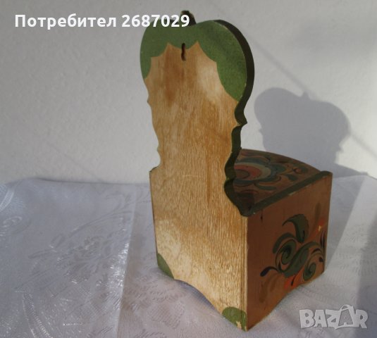 Дървена стара кутия за стена с капак, снимка 6 - Антикварни и старинни предмети - 29729469