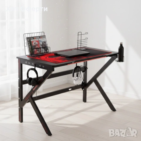 Геймърско компютърно бюро с RGB LED осветление, снимка 3 - Бюра - 53250205
