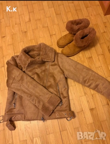 Продавам дамски комплект – палто и ботуши в еднакъв цвят