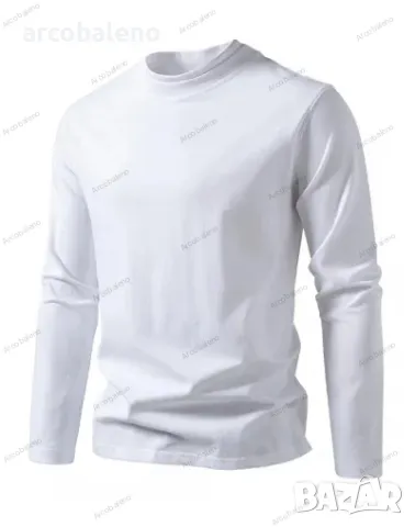 Мъжка модна ежедневна двуслойна тениска с дизайн на половин яка и дълги ръкави, 3цвята , снимка 5 - Тениски - 47998747