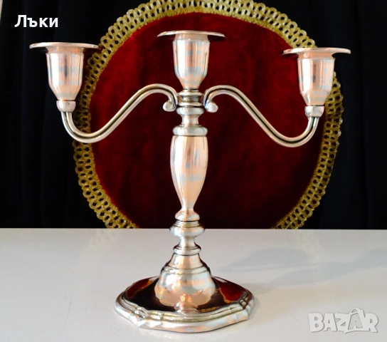 Троен свещник тройка,чиста червена мед. 