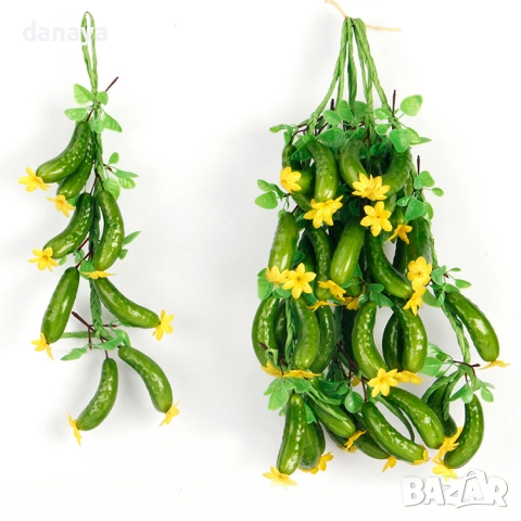 6089 Изкуствени корнишони на връзка декоративни краставици, 60 см, снимка 4 - Декорация за дома - 51721588