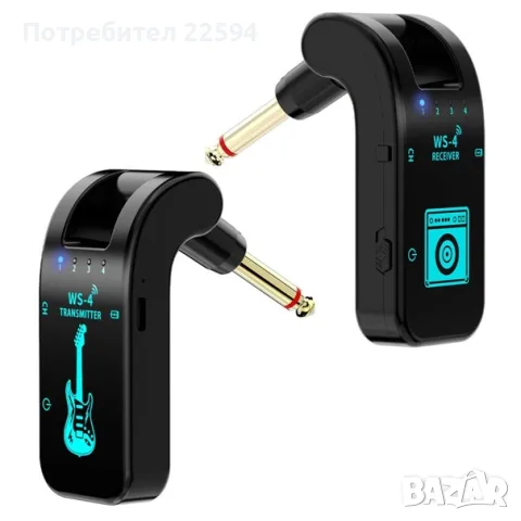 Безжична китарна система 5.8GHz презареждащ предавател и приемник 48kHz 16-bit – Черно