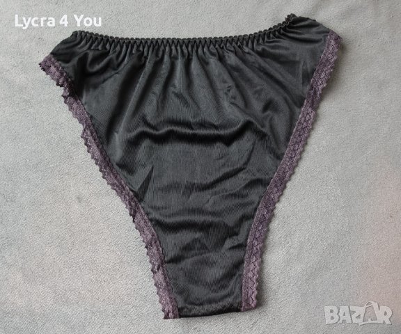 S/XS нови черни лъскави сатенирани бикини с лилава дантела, снимка 4 - Бельо - 42289730