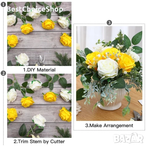 10 бр. изкуствени копринени рози букети за сватби, партита, домашна декорация - есенен лилав, снимка 9 - Стайни растения - 53171597