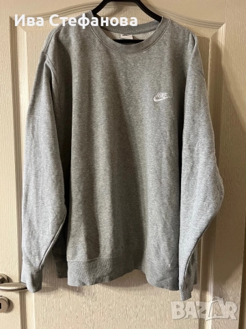 Спортна мъжка  ватирана памук памучна сива блуза Nike nike 100% оригинал.