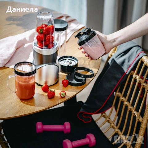 Мощен блендер за смутита с пълен комплект чаши и бутилки - BPA Free, импулсен режим, снимка 5 - Блендери - 54286581