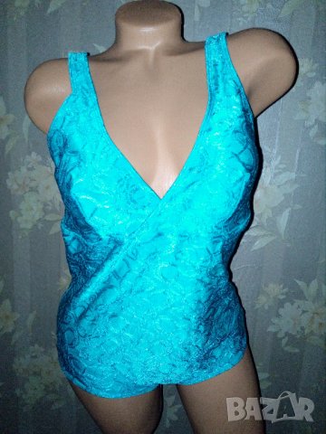 Страхотен тюркоазен цял бански за едра дама ХЛ