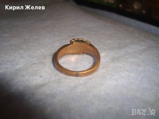 СТАР БРОНЗОВ ФИГУРАЛЕН ЗОДИАКАЛЕН МАЙСТОРСКИ АРТ ПРЪСТЕН ЗОДИЯ СКОРПИОН с ШЛИФОВАН ЧЕРЕН ОНИКС 8474 , снимка 6 - Антикварни и старинни предмети - 37499425