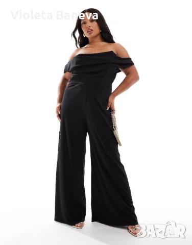 ASOS - дълъг, официален черен гащеризон за пищни дами , снимка 2 - Гащеризони - 52535388