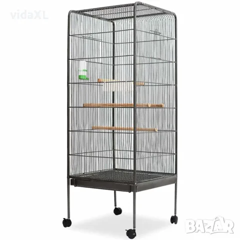 vidaXL Клетка за птици, черна, 54x54x146 см, стомана