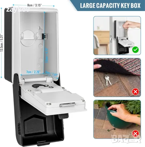 Стенна заключваща кутия ENONEO със светещ циферблат, 4-цифрена комбинирана, снимка 4 - Други стоки за дома - 47856255