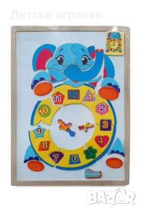 Магнитна дъска пъзел часовник слонче 