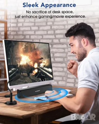  Компютърен високоговорител 6W Стерео мини компютър Саундбар Захранван от USB 3,5 мм аудио, снимка 4 - Тонколони - 47960457