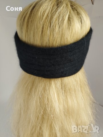 Дамска лента плетена в черно, снимка 7 - Шапки - 42370605