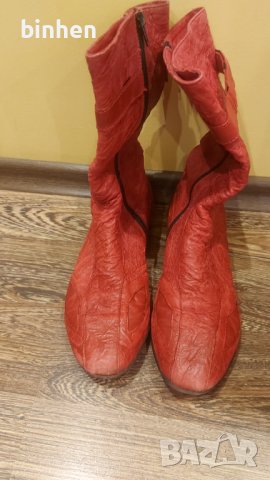 Дамски червени ботушки естествена кожа 39 номер, снимка 5 - Дамски ботуши - 39407877
