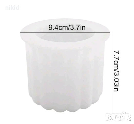 3D Раиран цилиндър висок кръгъл силиконов молд форма кашпа саксия смола гипс шоколад свещ моливник, снимка 4 - Форми - 51035179