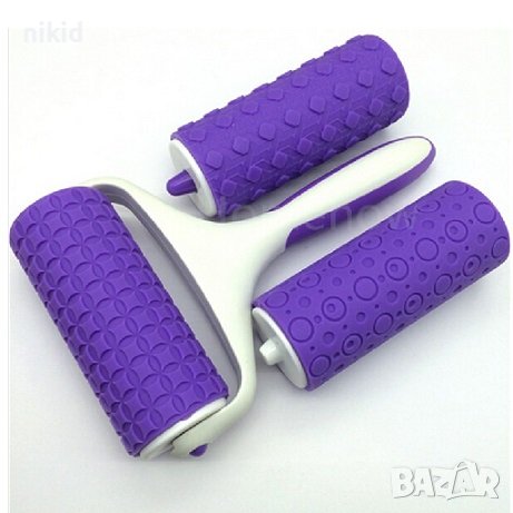 Релефен сладкарски валяк ролер с релеф релефен силиконов 3 приставки текстури фондан торта, снимка 5 - Други - 37786394