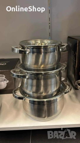 Комплект от 3 бр тенджери - Cheffinger, снимка 12 - Прибори за хранене, готвене и сервиране - 53033677