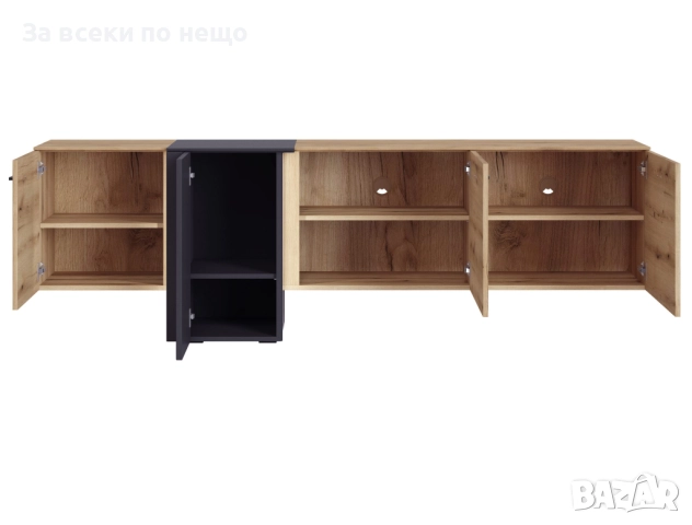 ТВ шкаф VERDANA SNNF01 крайбрежен дъб/тъмно сиво Код P1556, снимка 3 - Шкафове - 52556518