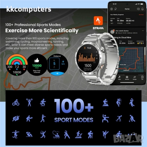 HAYLOU Solar 5 Смарт часовник-1.58" AMOLED, Bluetooth обаждания, NFC, 150+ спорта, 24/7 здравен мони, снимка 9 - Смарт часовници - 52537145