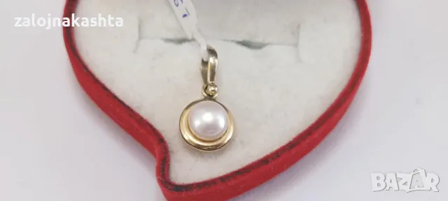 Златна висулка с перла-1,40гр/14кр, снимка 2 - Колиета, медальони, синджири - 48504713