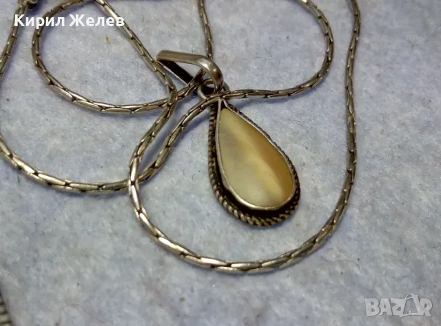 ВЕЛИКОЛЕПНО СРЕБЪРНО КОЛИЕ със СЕДЕФЕН СРЕБЪРЕН МЕДАЛЬОН - СРЕБРО 925 МАЙСТОРСКА АРТ РАБОТА 49798, снимка 4 - Колиета, медальони, синджири - 49732874