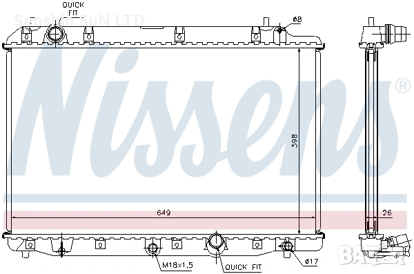 Воден радиатор NISSENS за HONDA CR-V II (RD_) дизел 2.2 CTDi (RD9) , снимка 6 - Части - 53970333