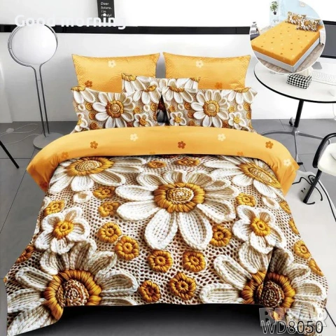 Флорален комплект с ластик, 100% памук 1 бр. х плик за завивка 200 x 230 cm 1 бр. х долен чаршаф , снимка 14 - Спално бельо - 54090324