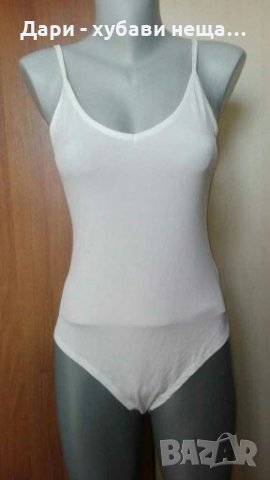 Млечно бяло боди, с интересен гръб👗🍀M/L,L👗🍀арт.2099, снимка 2 - Потници - 33715805