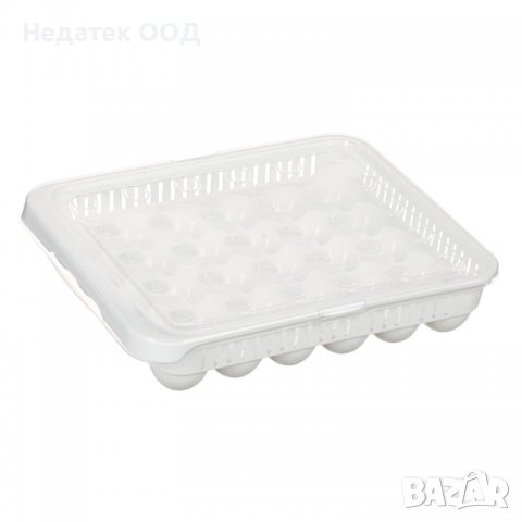 Кутия за яйца за с капак, Пластмасова , 30 места, Бяла, 33.5x27.8x7.3 см