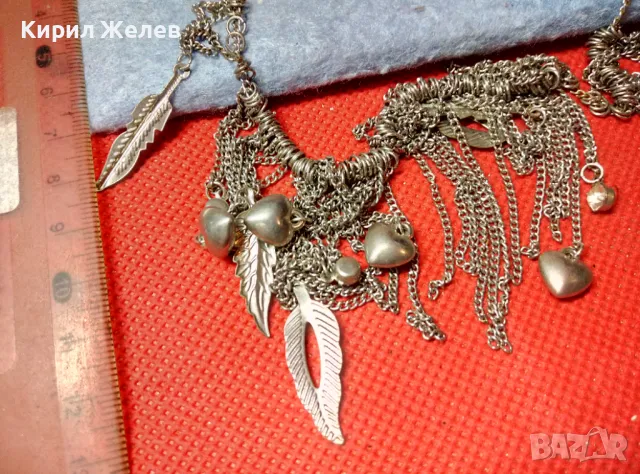 РАЗКОШНА ПОСРЕБРЕНА ОГЪРЛИЦА БЛАГОРОДНА СТОМАНА с ФЛОРАЛНИ и СЪРЦЕВИДНИ АРТ ВИСУЛКИ 39698, снимка 2 - Колиета, медальони, синджири - 47336465