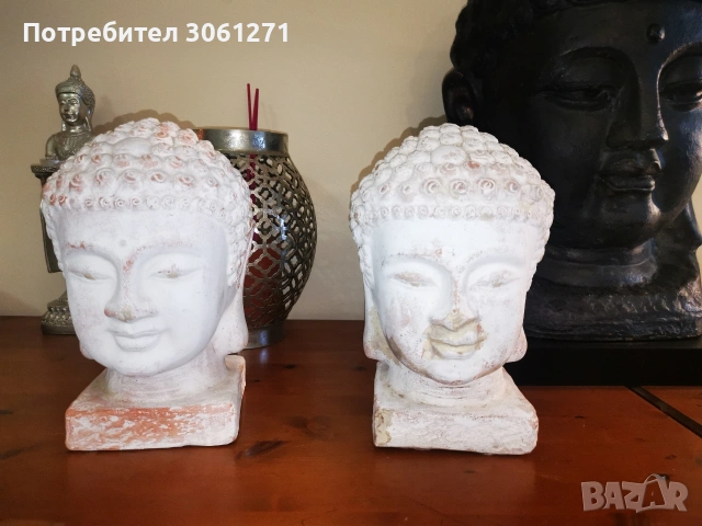 Две красиви антик бюст глава на Буда - ръчно изработени, снимка 7 - Други стоки за дома - 53925608